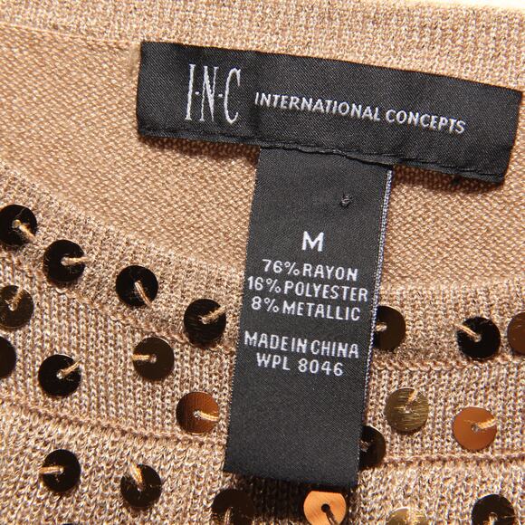 NEW INC Gold Sequin Ruffle Tank Top Size Medium - Picture 5 of 9